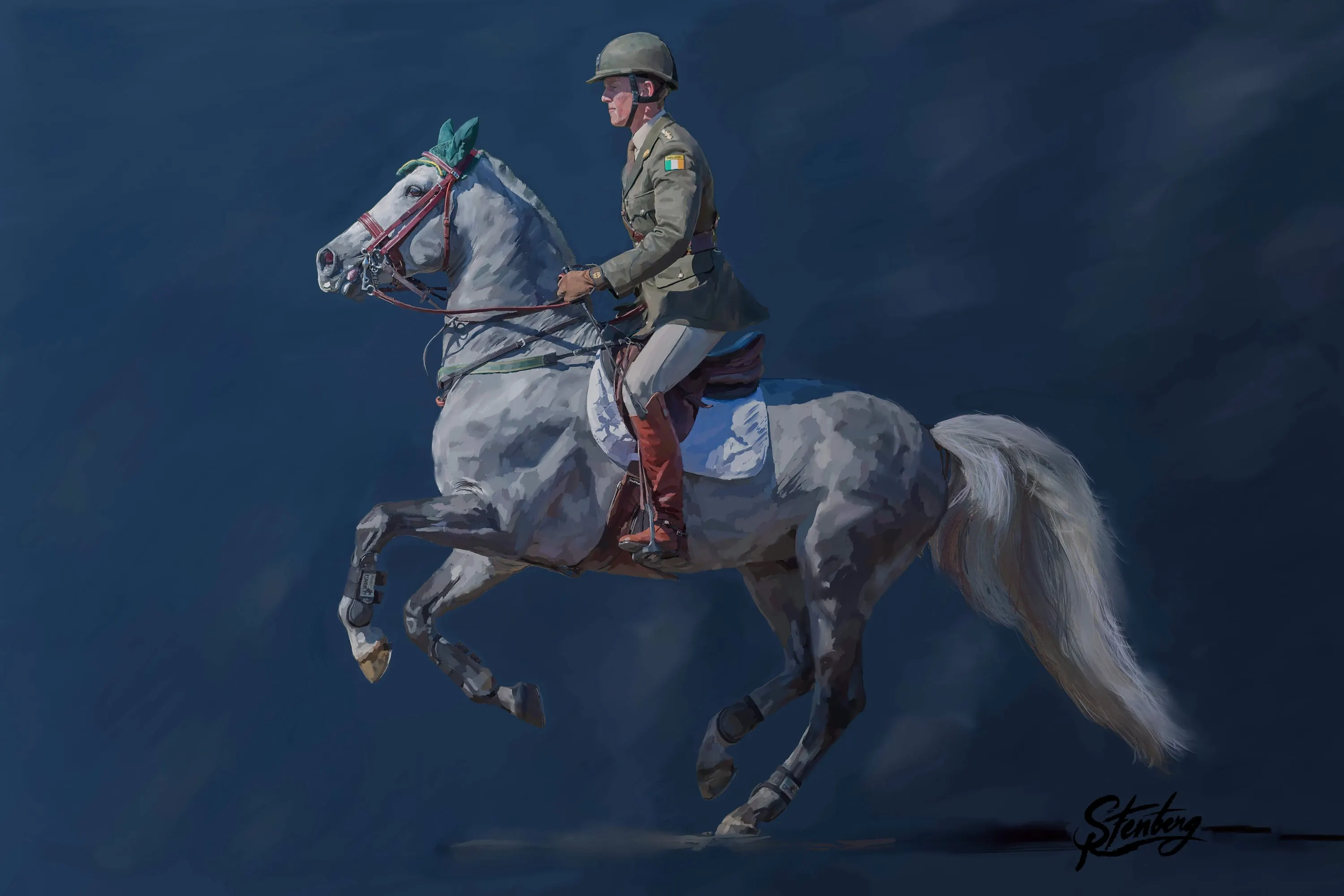 On the Approach — Capt Michael Kelly & Bonmahon Master Blue, 2015 — Bonmahon Master Blue, ridden by Capt. Michael Kelly, 2015